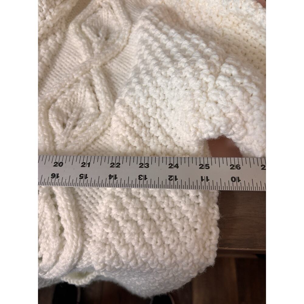 Handmade Crochet Cardigan Ivory Cableknit Chunky High Collar Luxury Toggle 2XL - Picture 8 of 10